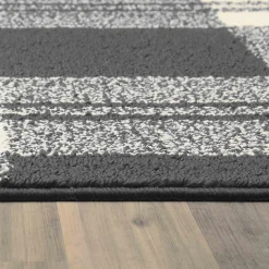 Exquisite Gifts Honeybloom Grey & Ivory Plaid Loop Kitchen Mat, 2 5