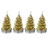Exquisite Gifts 4-Pack Gold Tree Tealight Candles, 2.8