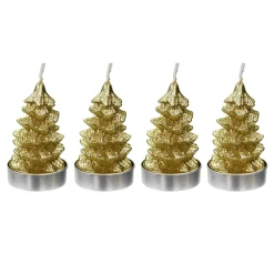 Exquisite Gifts 4-Pack Gold Tree Tealight Candles, 2.8