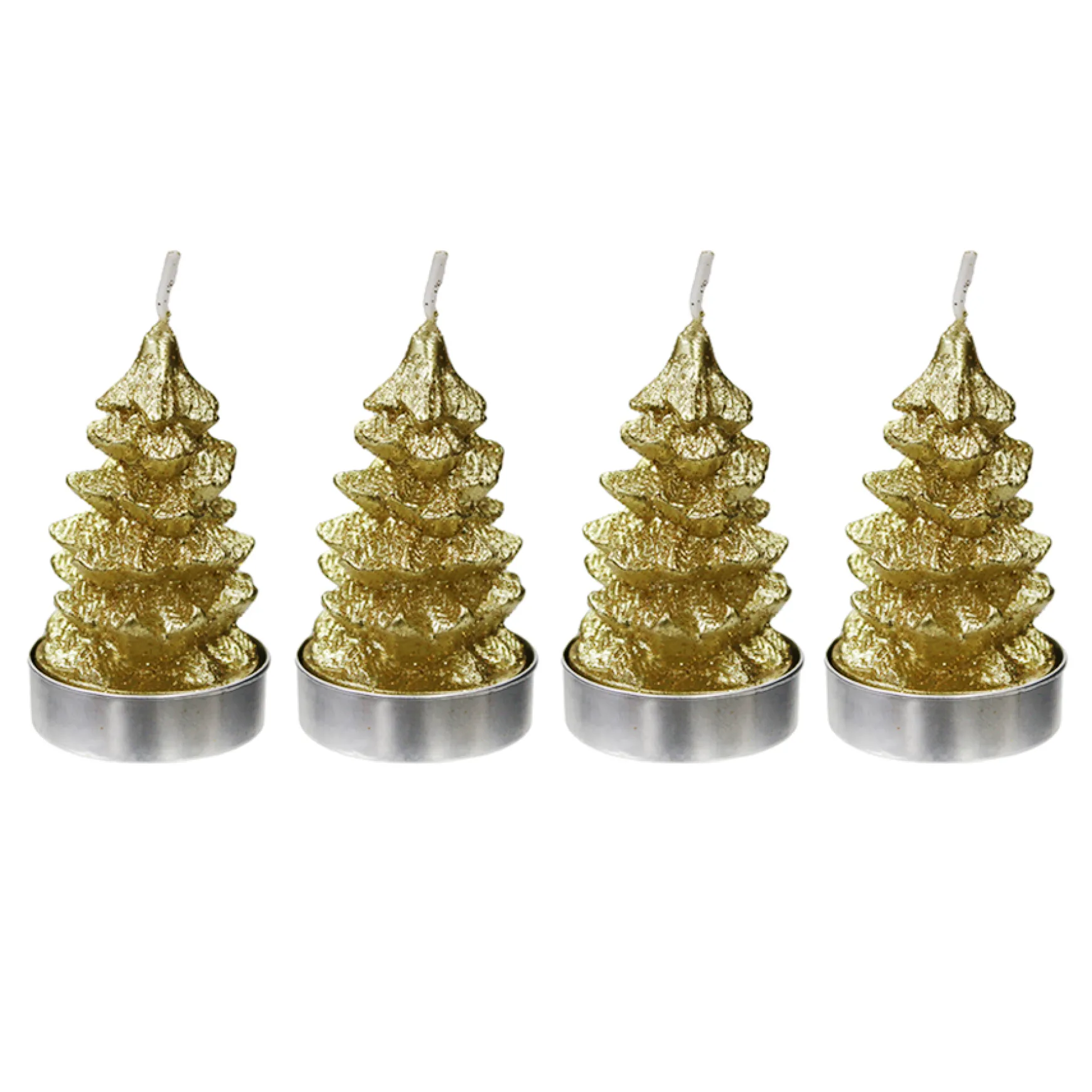 Exquisite Gifts 4-Pack Gold Tree Tealight Candles, 2.8