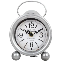 Exquisite Gifts Silver Metal Table Clock, 7.5