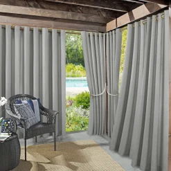 Exquisite Gifts Sun Zero Darian Grey Outdoor Light Filtering Curtain Panel, 84