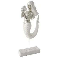 Exquisite Gifts White Mermaid Figurine, 12.5