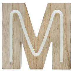 Featured 6 Led Wooden Letter, M