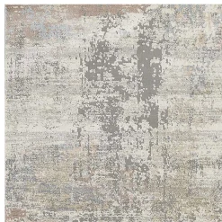 Featured (B606) Villa Abstract Distressed Ivory & Grey Area Rug, 8 10