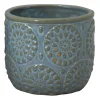 Featured Blue Ceramic Citronella Candle With Flower Design