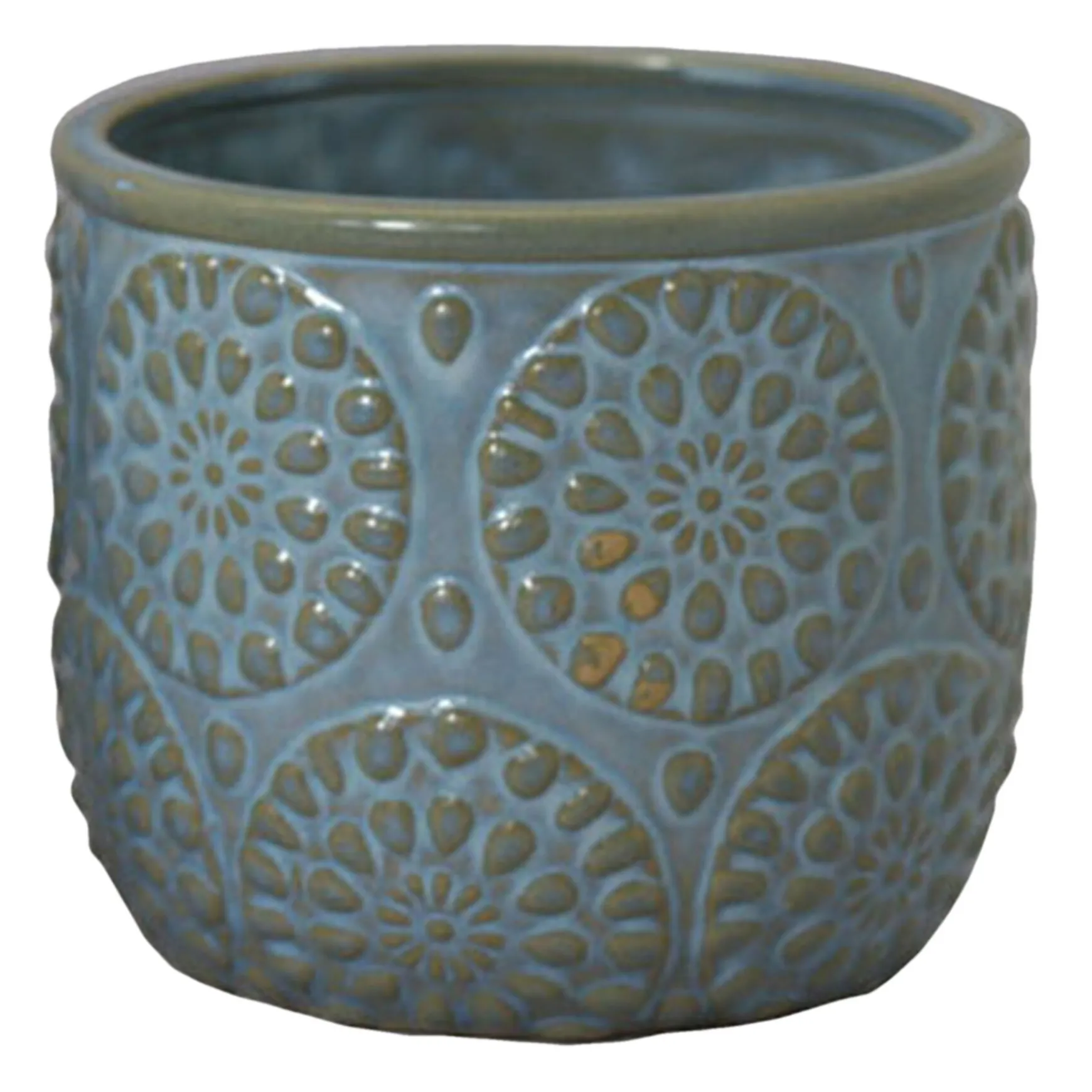 Featured Blue Ceramic Citronella Candle With Flower Design
