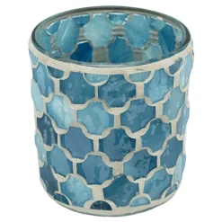 Featured Blue Mosaic Votive Candle Holder, 3