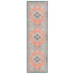 Featured (D561) Venus Pink Multi-Colored Medallion Runner, 2 7