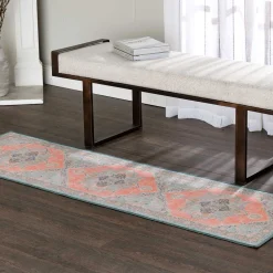 Featured (D561) Venus Pink Multi-Colored Medallion Runner, 2 7
