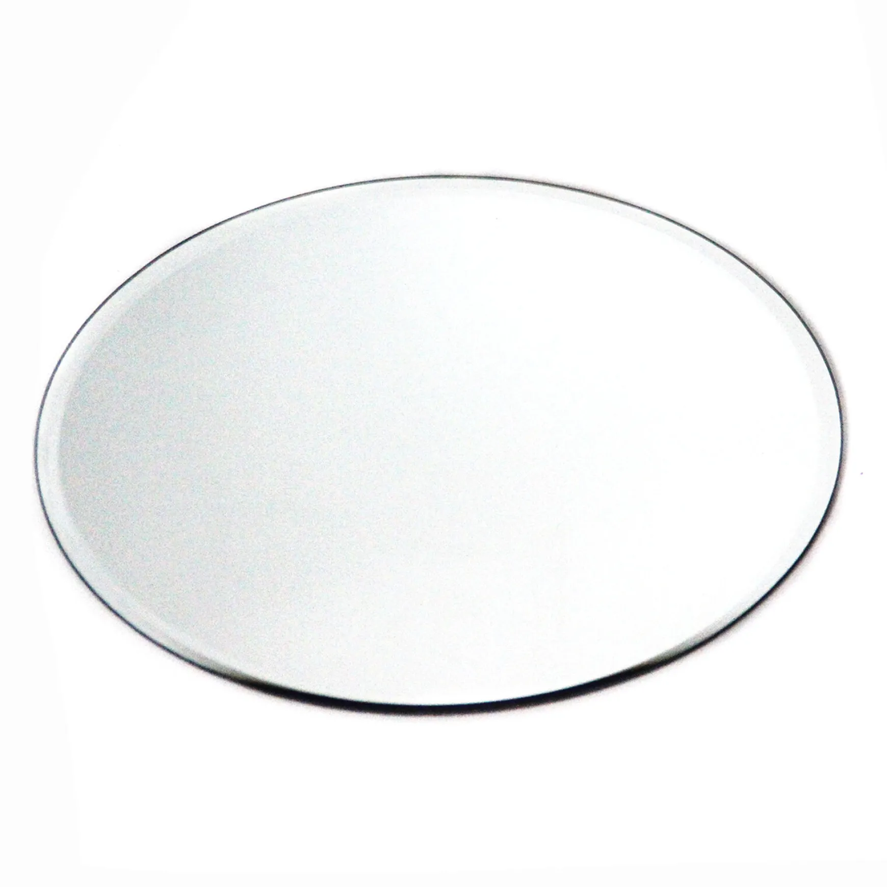 Featured Glass Round Beveled Edge Mirror Candle Plate, 12