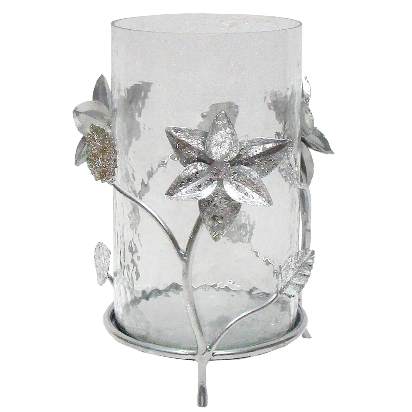 Featured Grace Mitchell Silver Floral Hurricane, 9.25