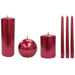 Featured 6-Pack Metallic Red Unscented Overdip Candles