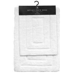 Featured 2-Piece Mila White Track Cotton Bath Rug Set