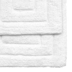 Featured 2-Piece Mila White Track Cotton Bath Rug Set