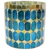 Flash Sale Blue & Gold Mosaic Tealight Candler Holder, 4