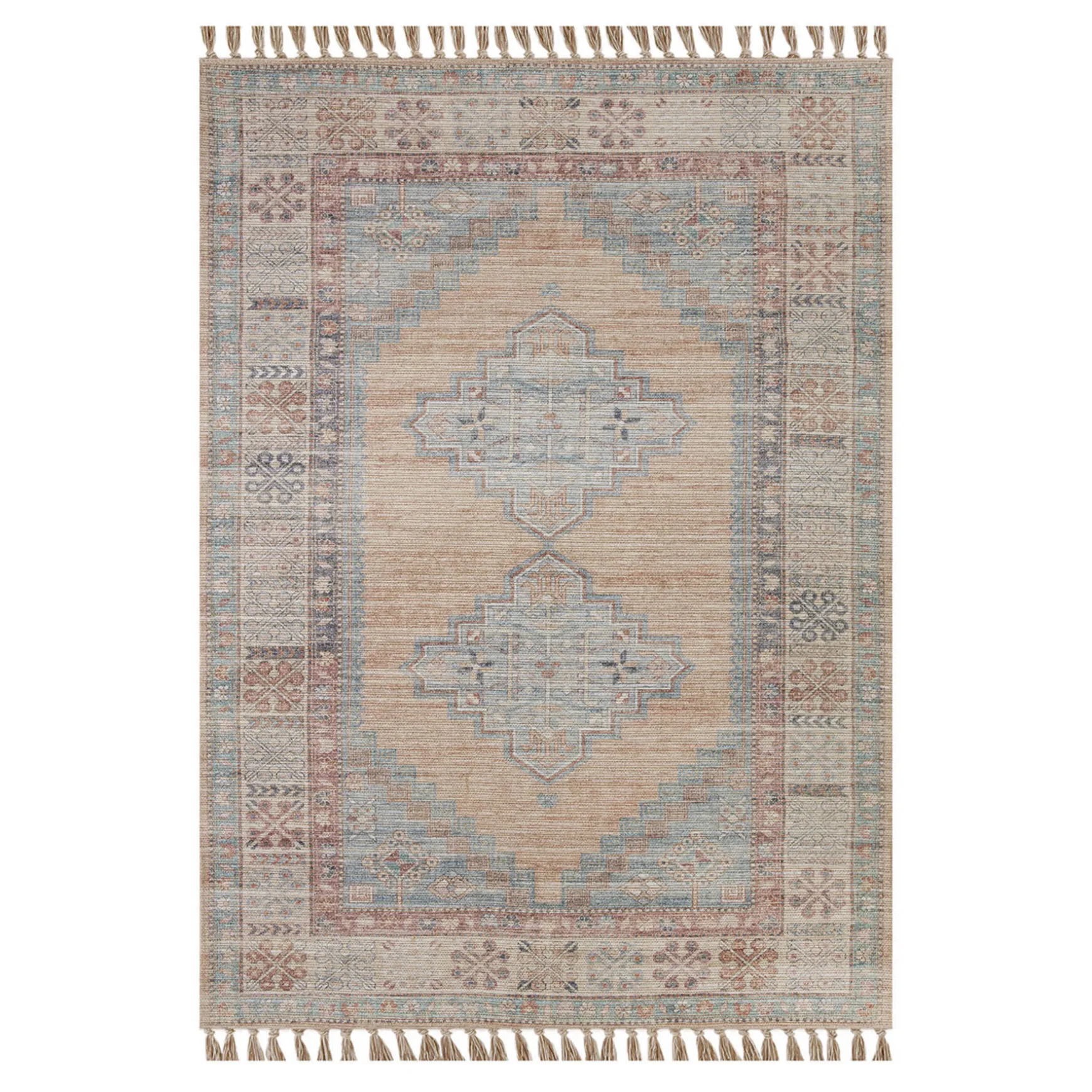 Flash Sale (E336) Honeybloom Vintage Medallion Fringe Outdoor Area Rug, 5 7