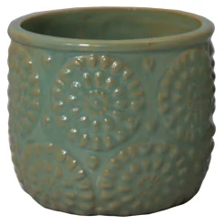 Flash Sale Green Ceramic Citronella Candle With Flower Design