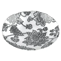 Low Price Black & White Floral Bowl, 16