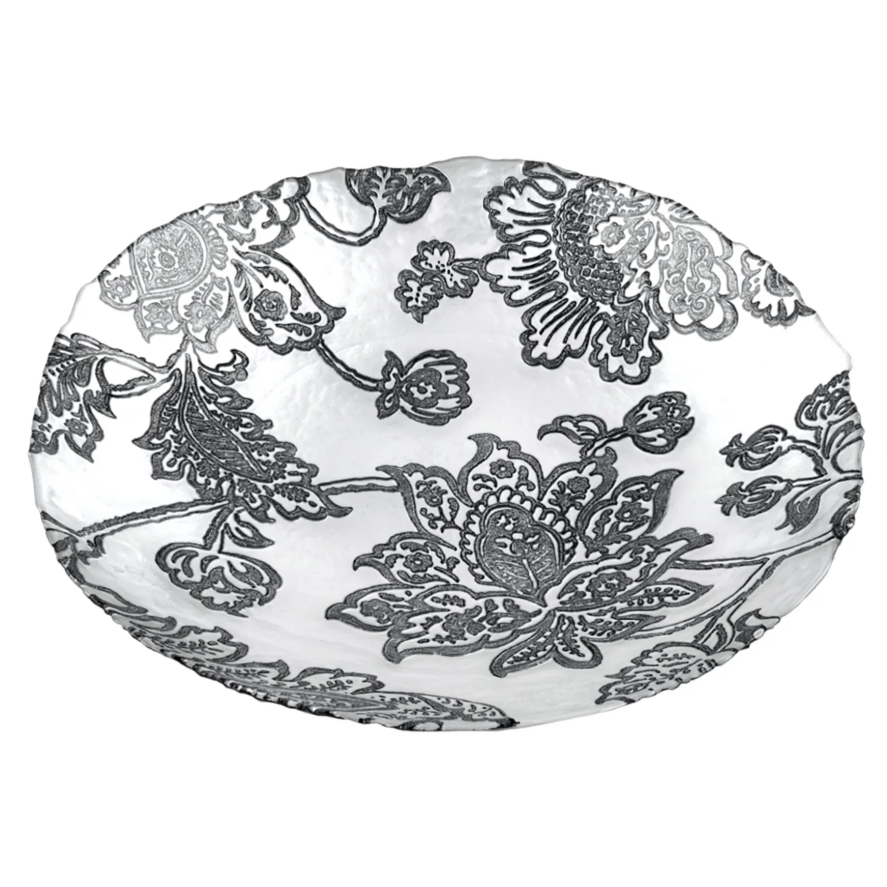 Low Price Black & White Floral Bowl, 16