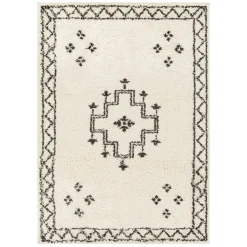 Low Price (C174) Beni Cream Medallion Shag Area Rug, 8 10