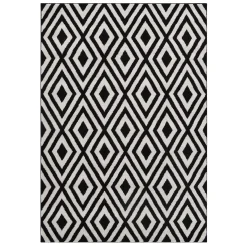 Low Price (D532) Black & White Diamond Design Area Rug, 5 7