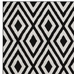 Low Price (D532) Black & White Diamond Design Area Rug, 5 7