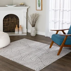 Low Price (D584) Venus Grey Geometric Accent Rug, 2 4