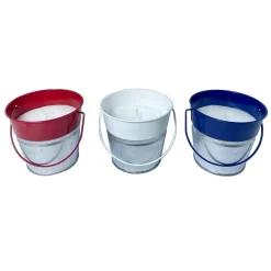 Low Price 3-Pack Red, White & Blue Galvanized Bucket Citronella Candles, 7Oz