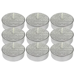 Low Price 9-Pack Silver Glittered Unscented Tealights