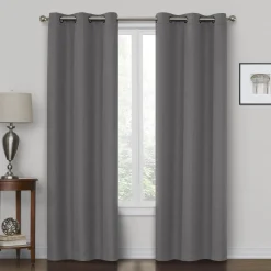 Low Price Rockwell Grey Blackout Grommet Curtain Panel, 84