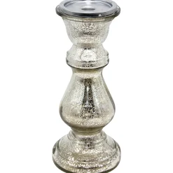 Original Distressed Mercury Glass Pillar Candle Holder, 12
