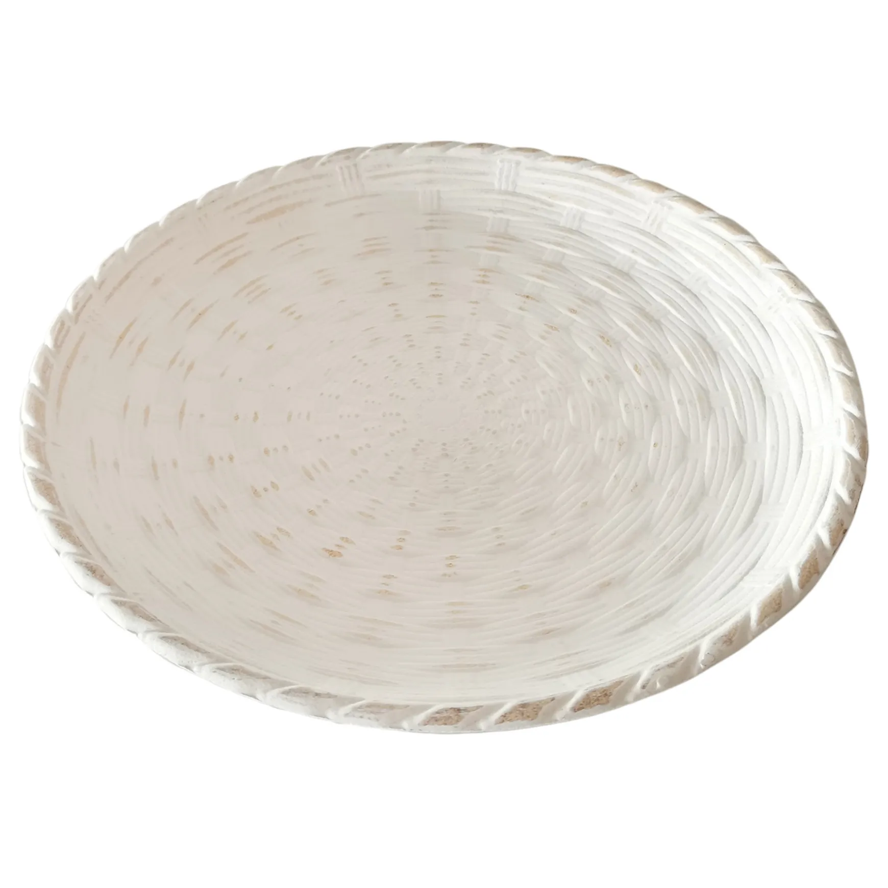 Original Honeybloom White Woven Decorative Platter, 12