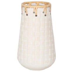 Original Honeybloom White Metal & Rattan Basketweave Vase, 10