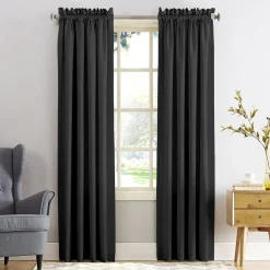 Original Madison Black Pole Top Room Darkening Curtain Panel, 95