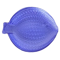 Original Tracey Boyd Blue Fish Decorative Glass Dish, 11.5 10
