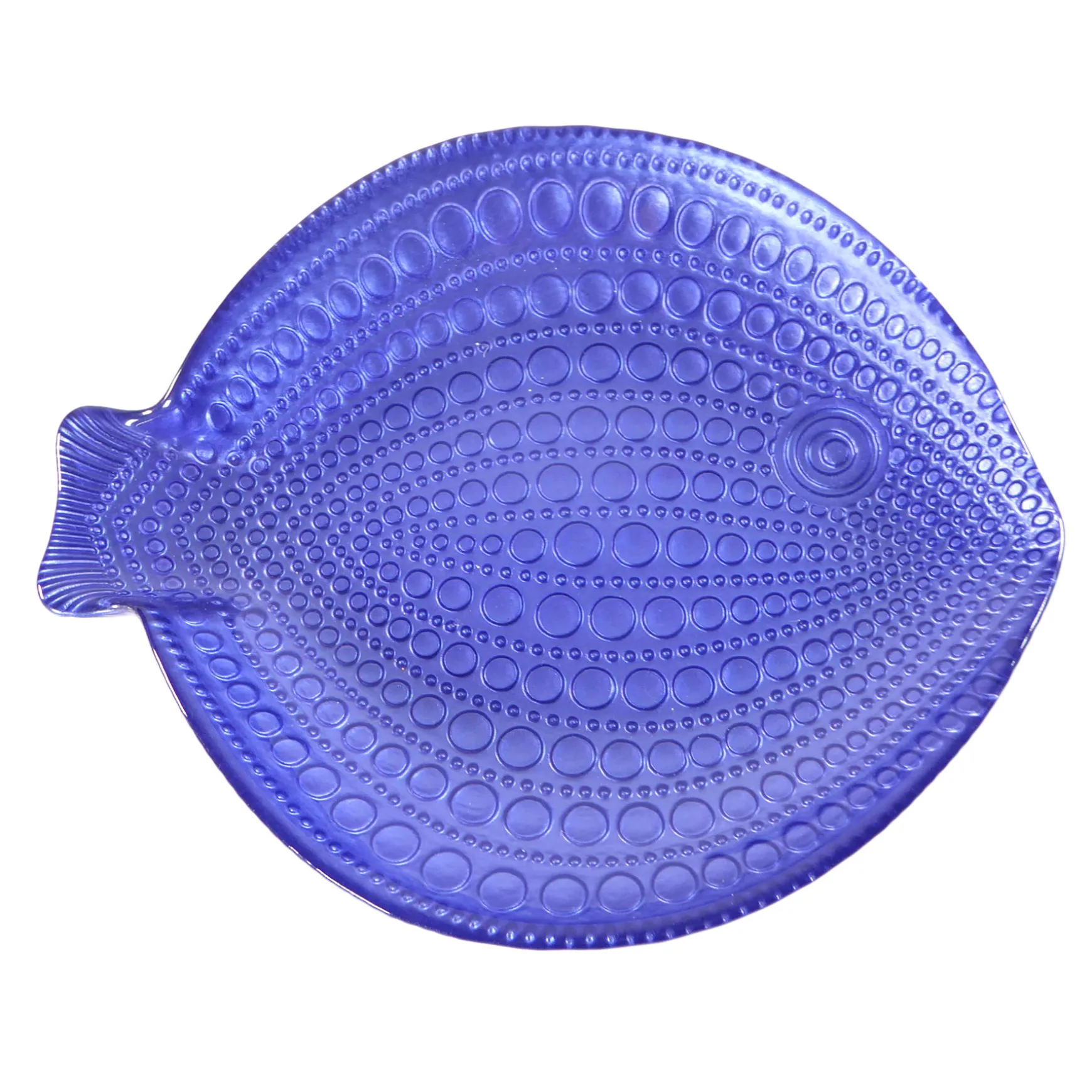 Original Tracey Boyd Blue Fish Decorative Glass Dish, 11.5 10