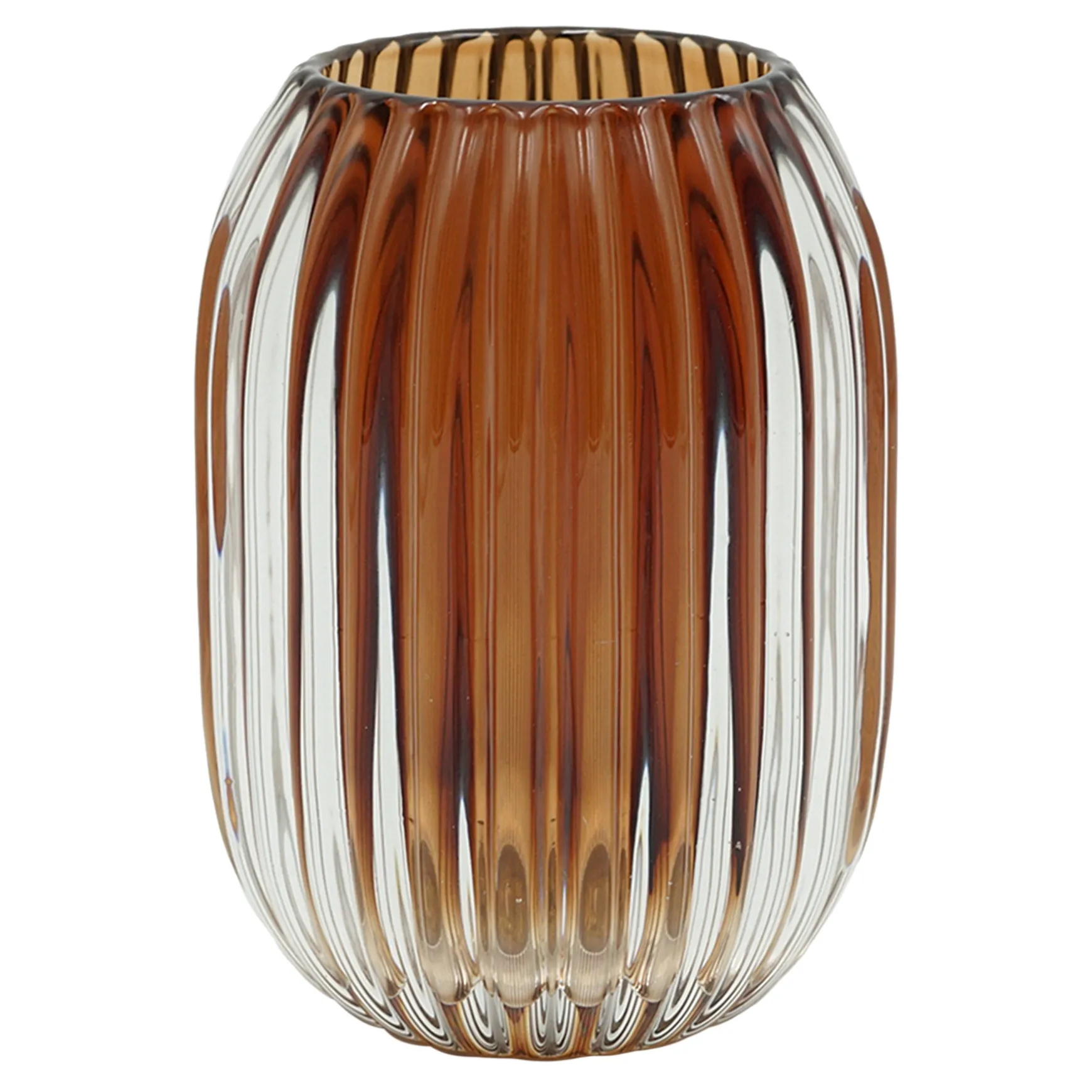 Outlet Sale Amber Glass Ribbed Votive Candle Holder, 5