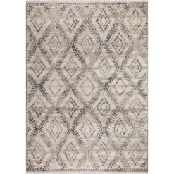 Outlet Sale (B616) Flokati Anthracite & Cream Diamond Area Rug, 5 7