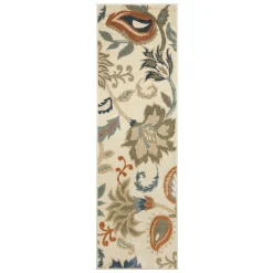 Outlet Sale (D463) Ivory, Grey & Blue Floral Patterned Runner, 2 7