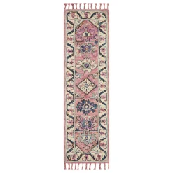 Premium (A478) Moya Pink Multi-Colored Tassel Runner, 2 7