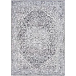 Premium (B785) Colin Blue Medallion Washable Area Rug, 5 7
