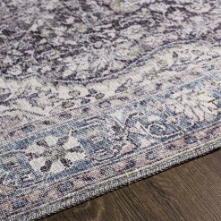 Premium (B785) Colin Blue Medallion Washable Area Rug, 5 7