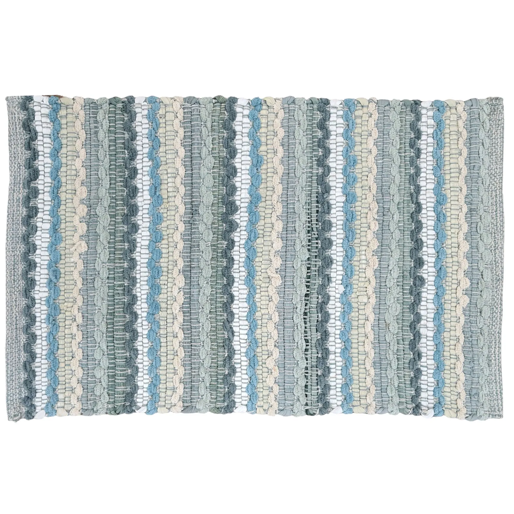 Premium Blue Striped Cotton Chenille Accent Rug, 20 32