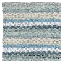 Premium Blue Striped Cotton Chenille Accent Rug, 20 32