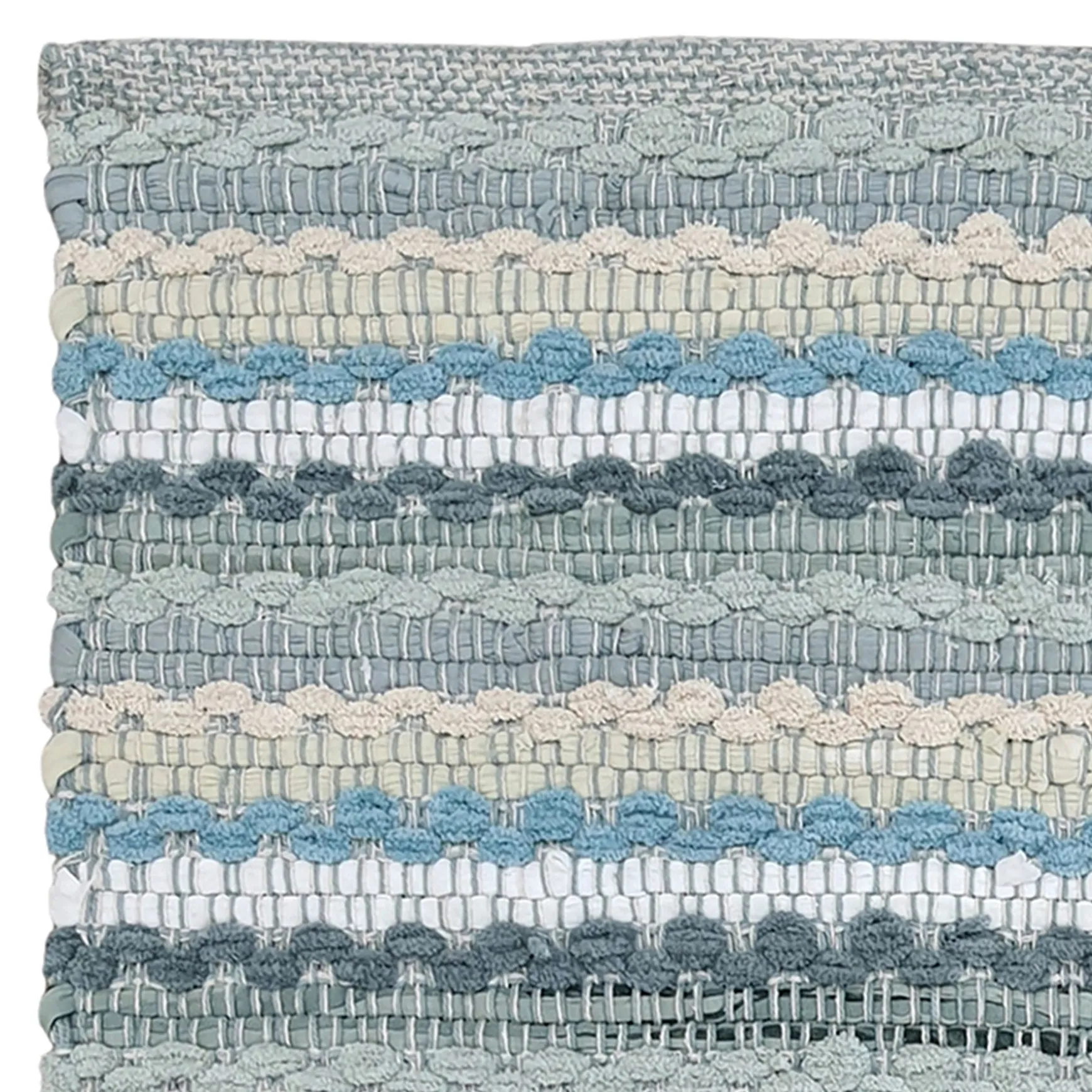 Premium Blue Striped Cotton Chenille Accent Rug, 20 32