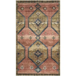 Premium (D568) Freya Pink Medallion Washable Accent Rug, 3 5
