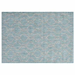Premium (E306) Aqua Geometric Wave Indoor & Outdoor Accent Rug, 2 4