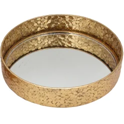 Premium Gold Foiled Round Mirror Decorative Tray, 12