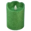 Premium Green Glittered Led Halloween Candle, 4